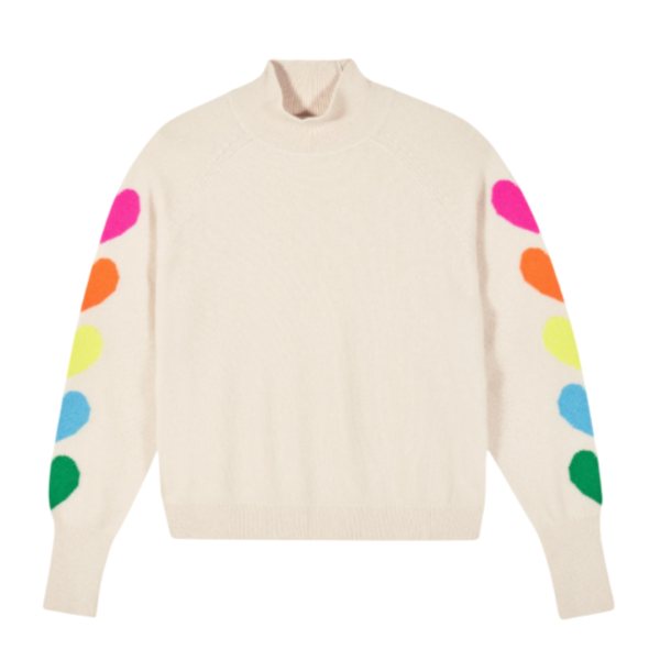 Mock Neck Sweater Multicolored Hearts