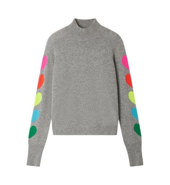 Multi-Coloured Hearts Mock-Neck Sweater